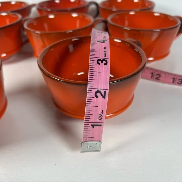 Metlox by Poppytrail MCM Mid Century Red Rooster Set 8 Cups Rivets Vintage 1950 - Picture 5 of 7